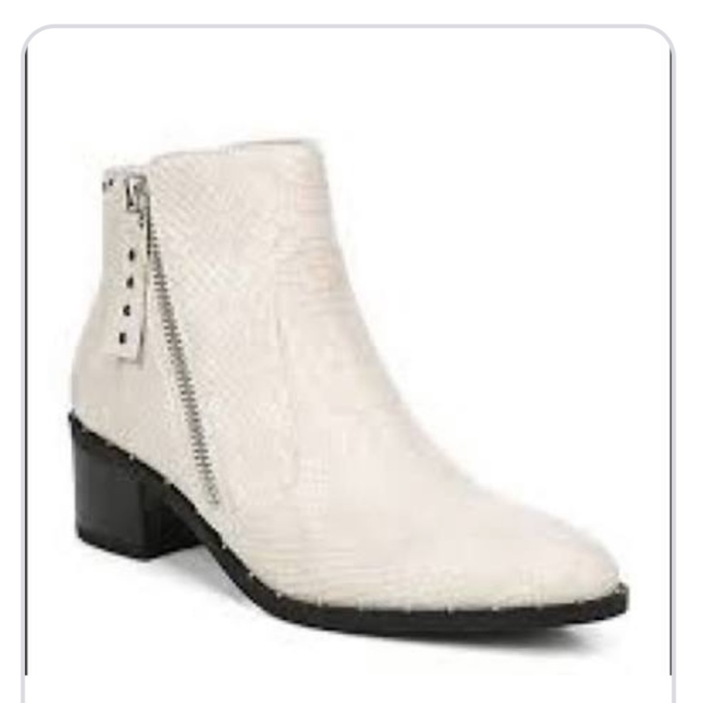 Cream snakeskin booties